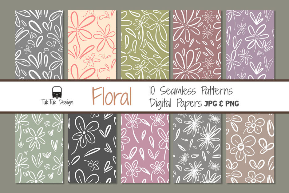 Seamless floral pattern flower shape doodle plant abstract backg