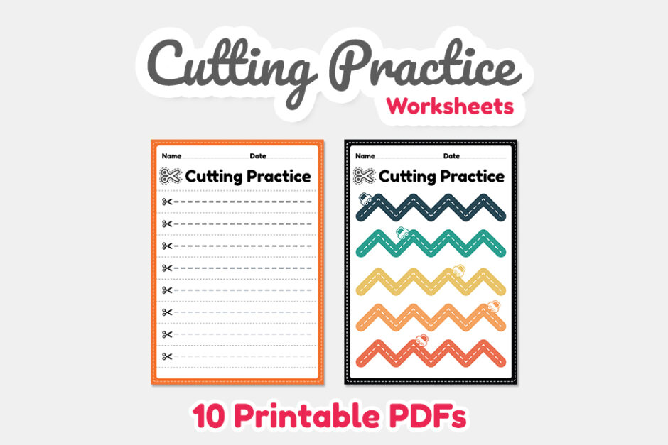 Cutting practice for kids to cut the paper with scissors to impr